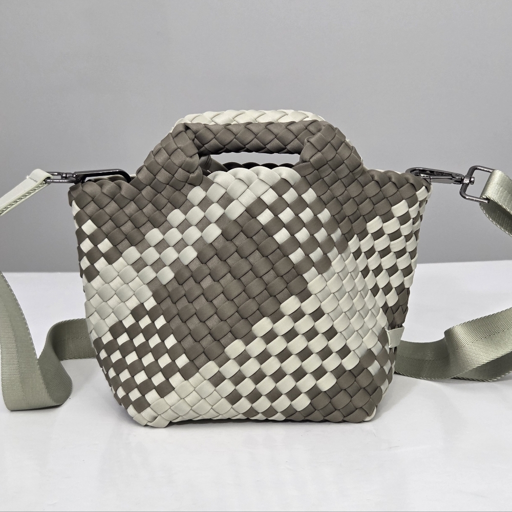 NAGHEDI ST BARTHS PETIT TOTE BAG - LIGHT GREEN AND SAGE GREEN